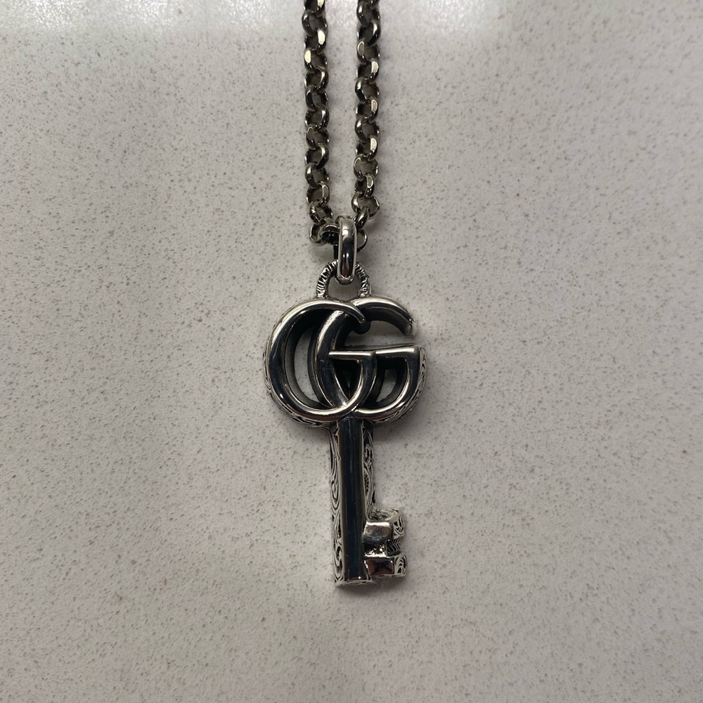 Gucci GG Silver Key Necklace NEW